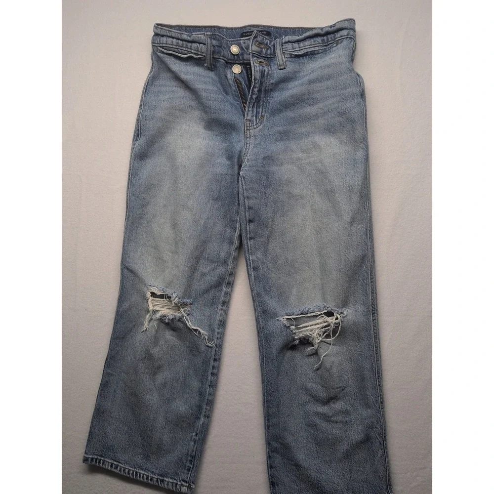 Lucky Brand Womens Size 2/26 Wide Leg Crop High Rise Jeans Blue‎